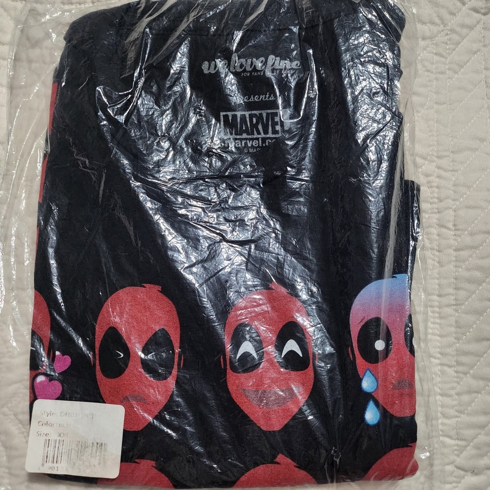 Marvel Deadpool Emoji Graphic T-Shirt WeLoveFine Mens XXL Black New Cotton Tee